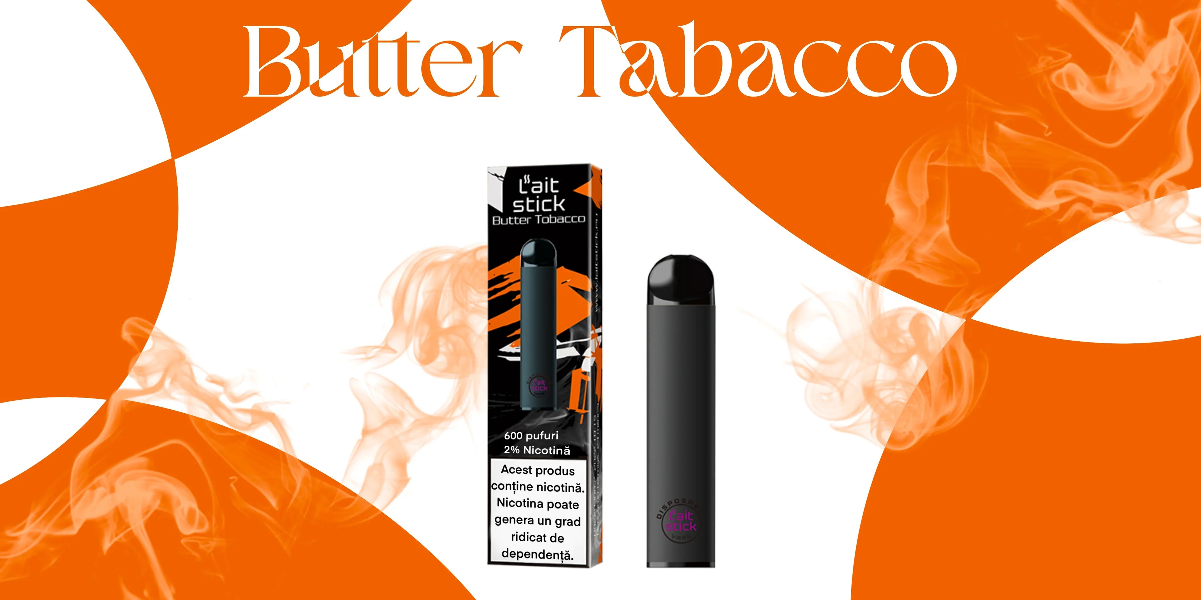 Tigară electronică de unică folosință, aromă Butter Tabacco - LaitStick Romania
