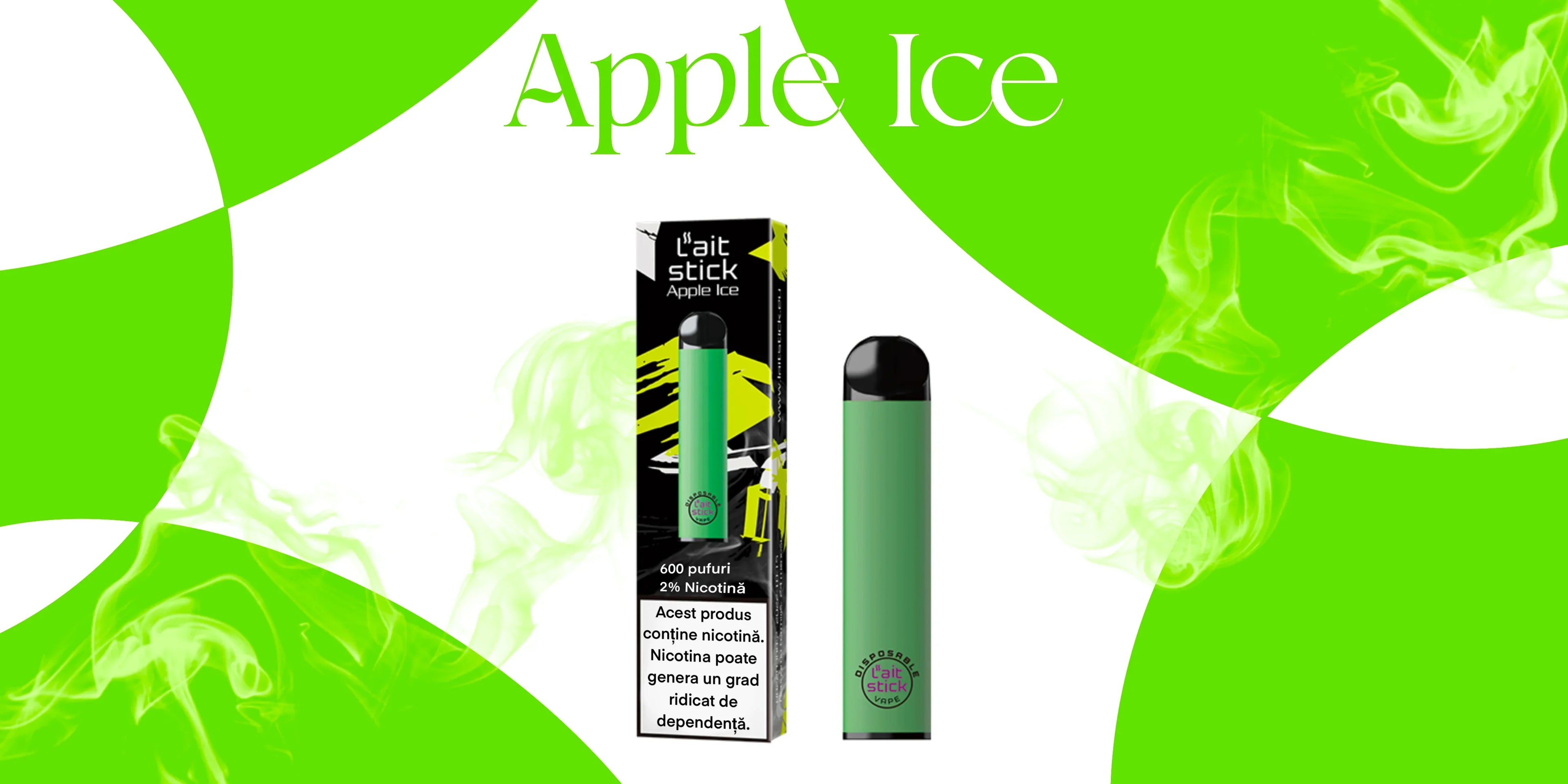 Tigară electronică de unică folosință, aromă Apple Ice - LaitStick Romania