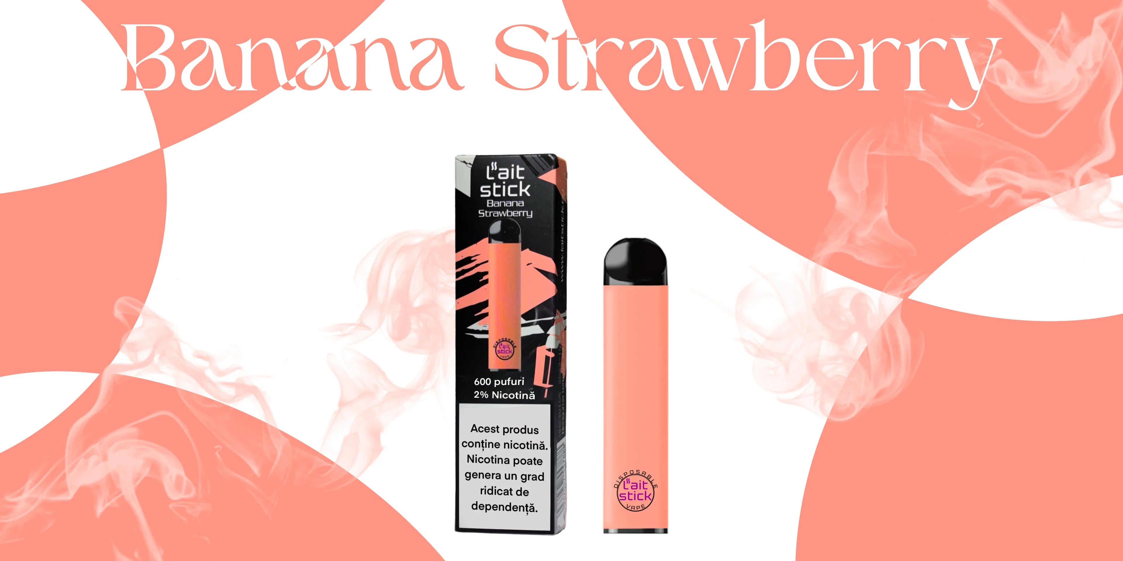 Tigară electronică de unică folosință, aromă Banana Strawberry - LaitStick Romania