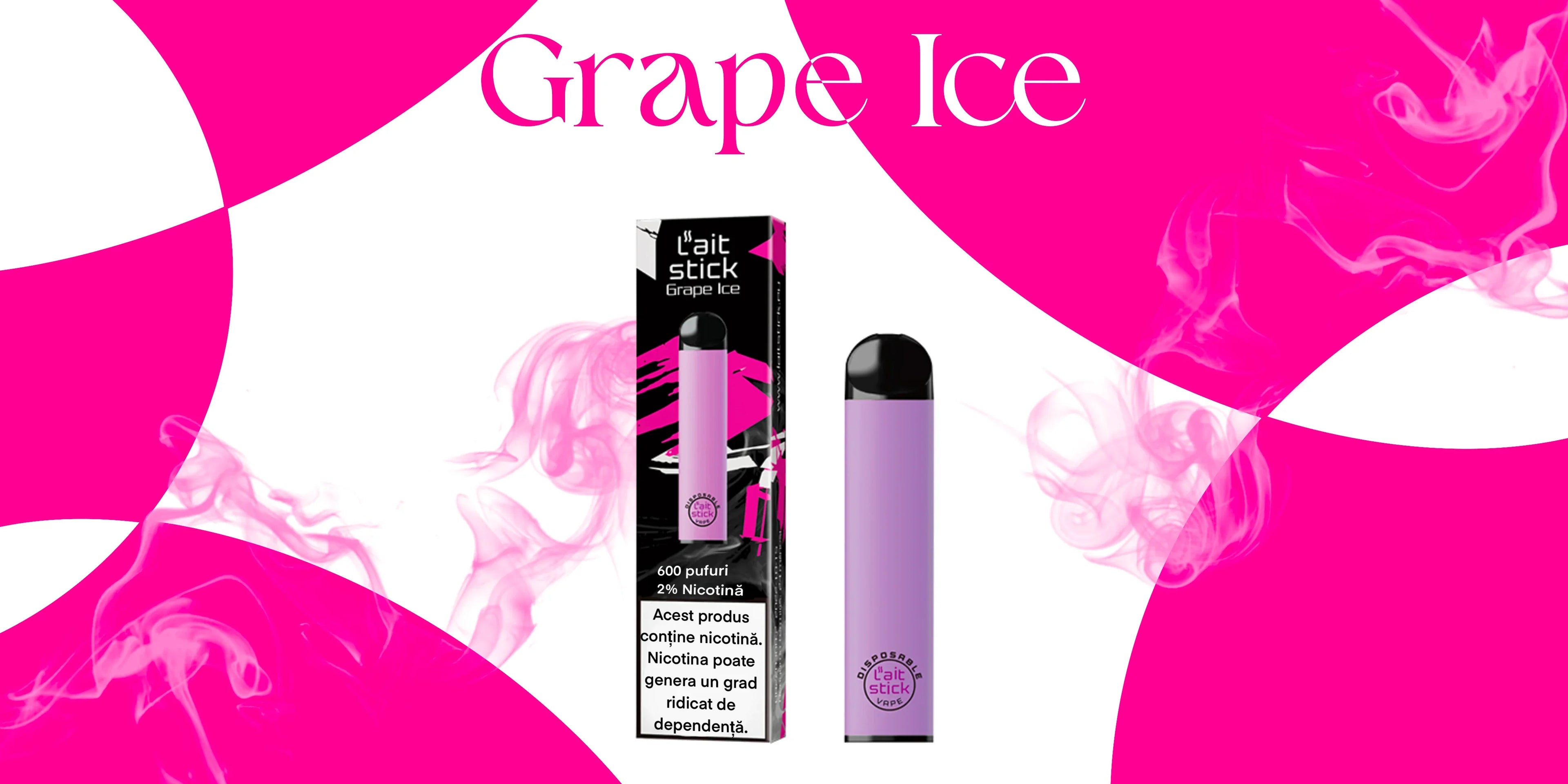 Tigară electronică de unică folosință, aromă Grape Ice - LaitStick Romania