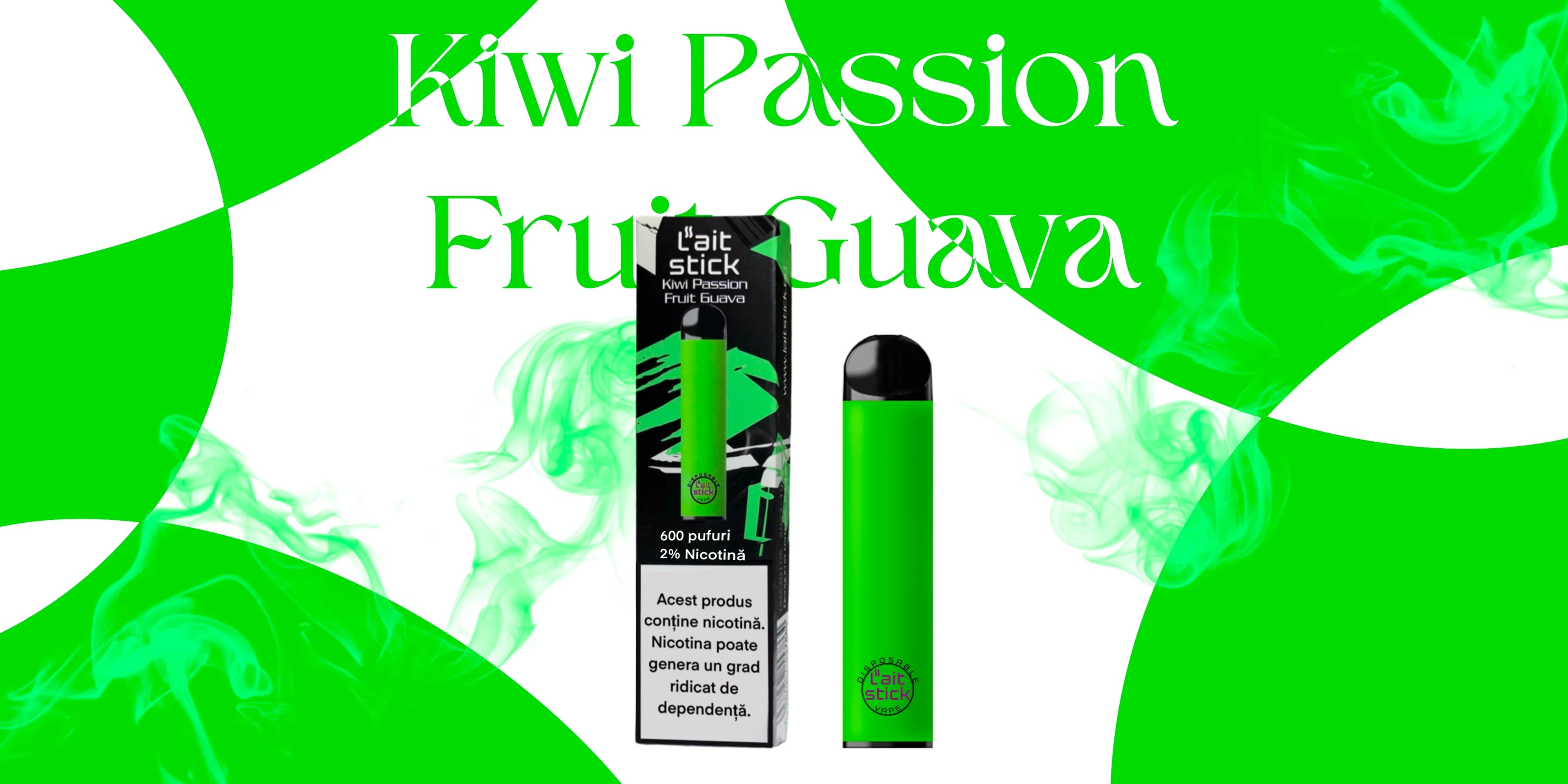 Tigară electronică de unică folosință, aromă Kiwi Passion Fruit Guava - LaitStick Romania