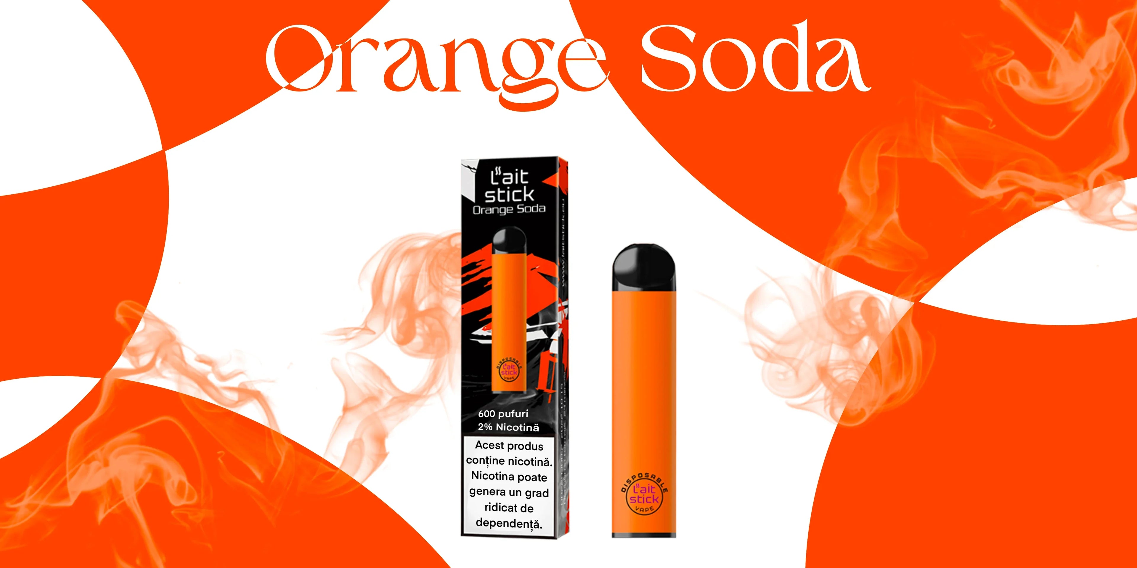 Tigară electronică de unică folosință, aromă Orange Soda - LaitStick Romania