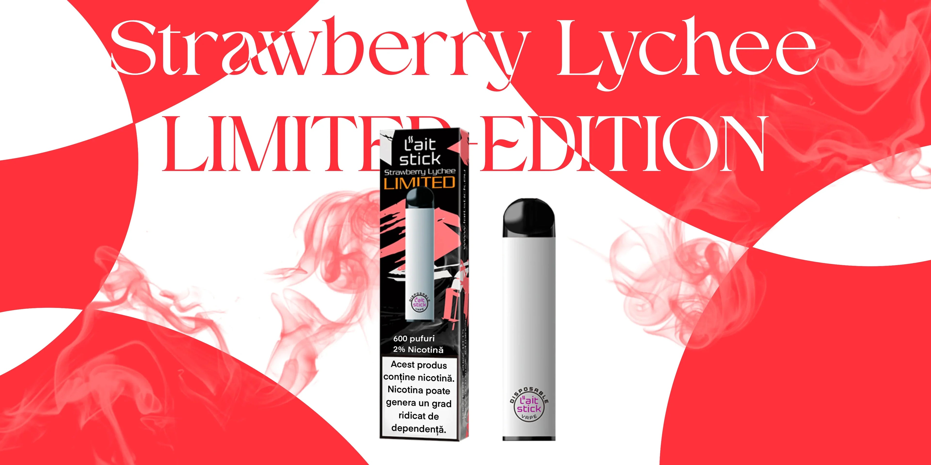 Tigară electronică de unică folosință, aromă Strawberry Lychee LIMITED-EDITION - LaitStick Romania
